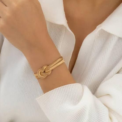 Golden Chain Snake Bracelet | Stylish Flexible Snake Design for Men & Women