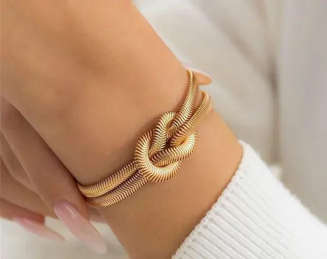 Golden Chain Snake Bracelet | Stylish Flexible Snake Design for Men & Women