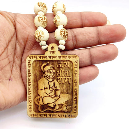 Bageshwar Dham Tulsi Mala with Wooden Hanuman Ji Locket | Sacred & Spiritual Necklace