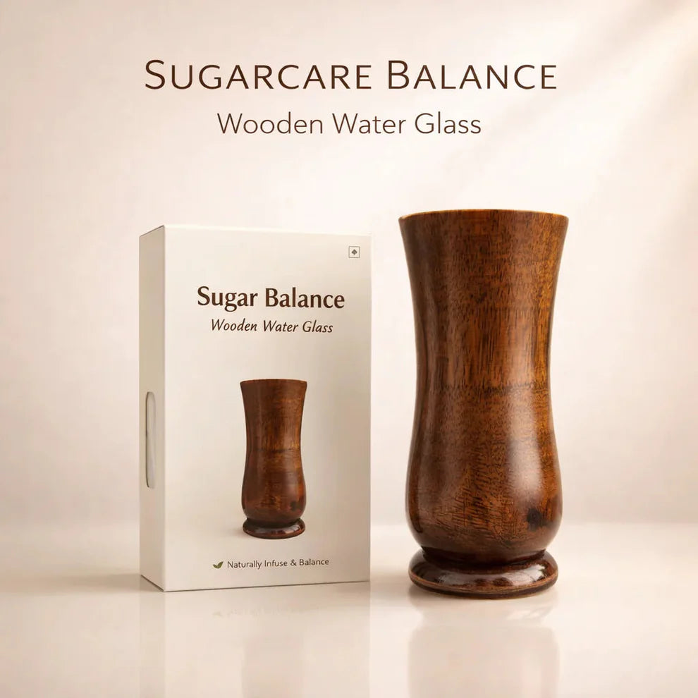 Vijaysar SugarCare Balance Wooden Water Glass (Natural Sugar Solution)