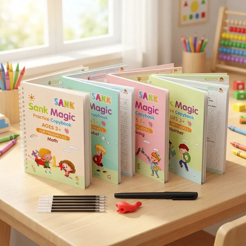Magic Practice Copybook (4 BOOKS,1 PEN,1 GRIP,10 REFILL) – 50% OFF Today!