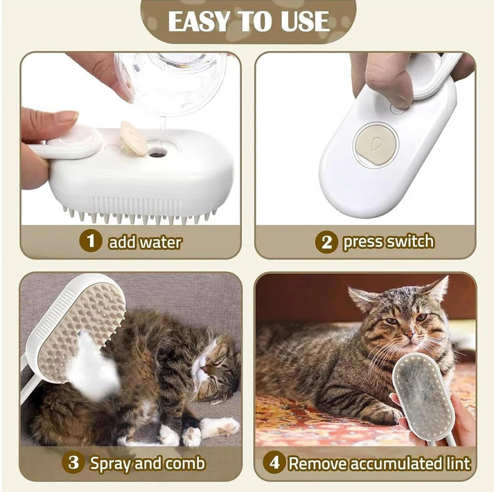3 in 1 Pet Hair Removal Steam Comb, Perfect for Both Cats & Dogs