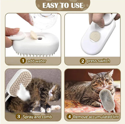 3 in 1 Pet Hair Removal Steam Comb, Perfect for Both Cats & Dogs
